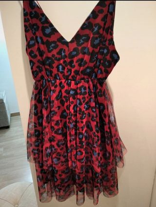 Vestito Leopardo Rosso e Blu