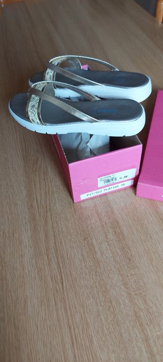 Ciabatte oro/argento n.36