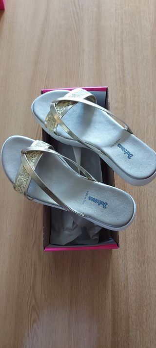 Ciabatte oro/argento n.36