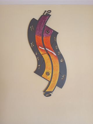 Reloj pared moderno - naranja, morado