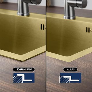Fregadero acero inox. oro 60x45cm