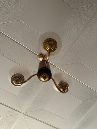 Plafón 3 luces madera dorada