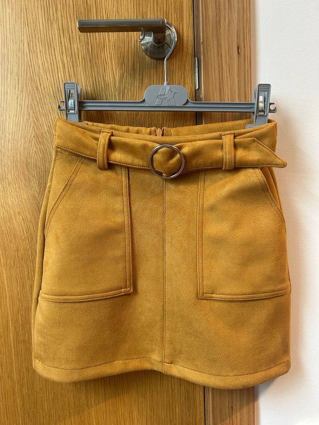 Minifalda mostaza de ante talla XS