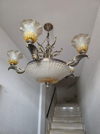 Lámpara colgante 5 luces dorada