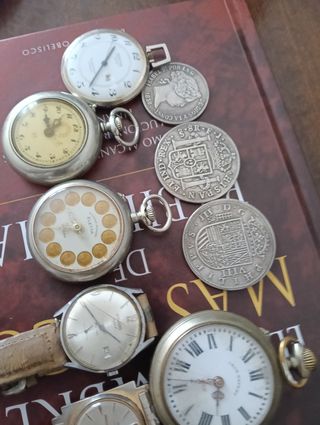 Lote relojes y monedas antiguas