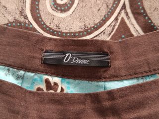 Falda midi vintage marrón-turquesa