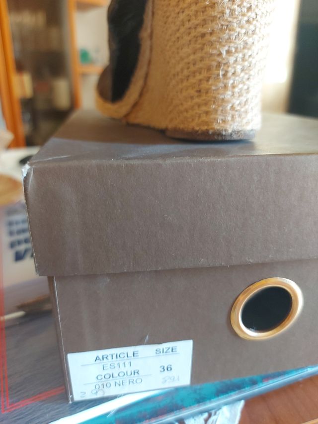 Sandali CAfèNoir neri vernice con zeppa in corda