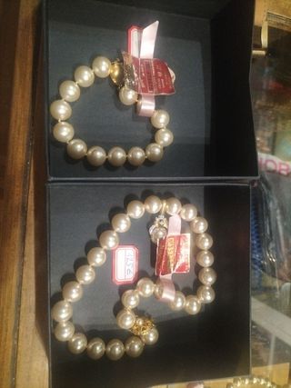 Pulseras perlas Majorica beige/dorado