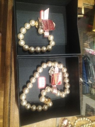 Pulseras perlas Majorica beige/dorado