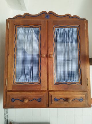 Mueble cocina madera azul