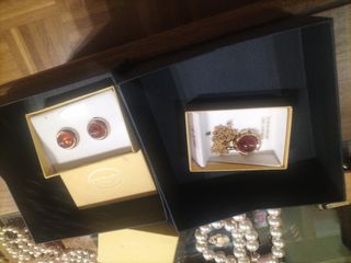 Pendientes y colgante Noguera, chapado oro