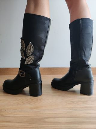 Botas altas negras tacón - talla 38
