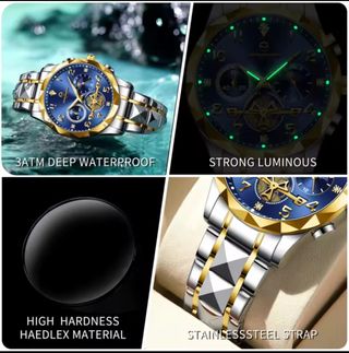 Reloj Pengagar Hombre Azul y Dorado