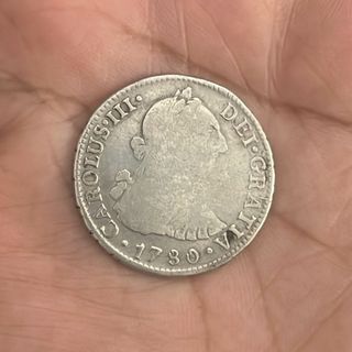 2 Reales 1780 Lima MI Carlos III plata BC+