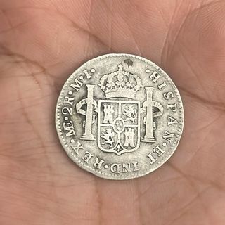 2 Reales 1780 Lima MI Carlos III plata BC+