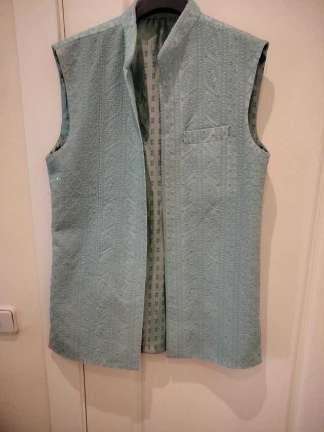 Chaleco tejido turquesa