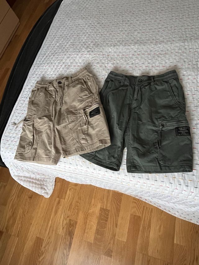 2 pantalones cargo - beige y verde