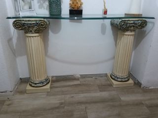 Consola recibidor cristal columnas