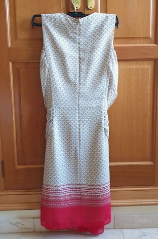 Vestido Purificación García beige-rojo