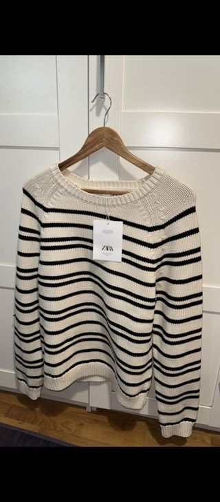Jersey rayas Zara beige-negro