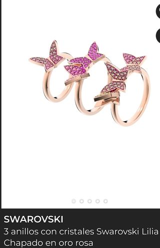 3 Anillos Swarovski Lilies Rosa