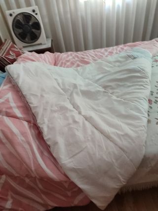 Edredón reversible cama 90 - Rosa/Blanco