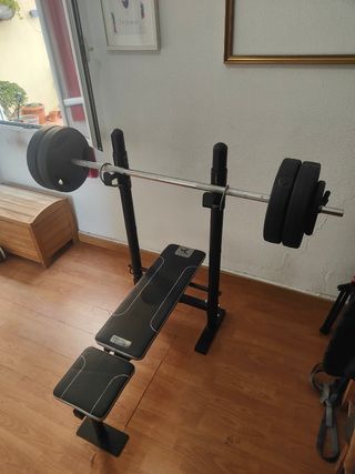 Press banca y barra - Banco musculación. SIN DISCO