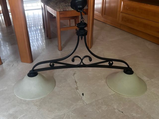 Lampara forja 2 luces beige
