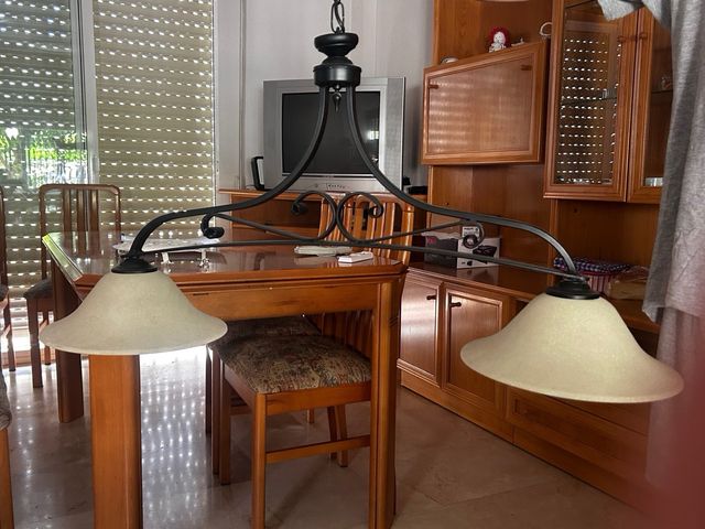 Lampara forja 2 luces beige