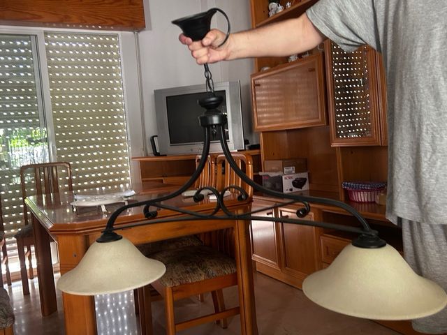 Lampara forja 2 luces beige