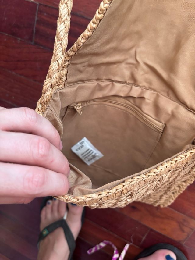 Bolso rafia beige bandolera