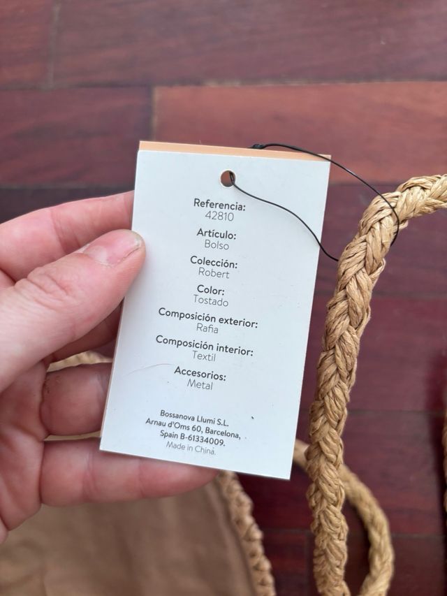 Bolso rafia beige bandolera