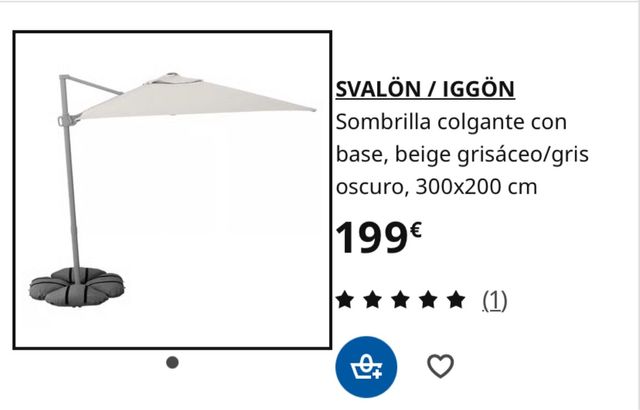 Sombrilla IKEA SVALÓN/IGGÖN 300x200cm