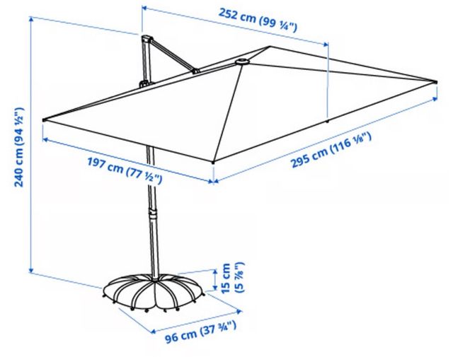 Sombrilla IKEA SVALÓN/IGGÖN 300x200cm