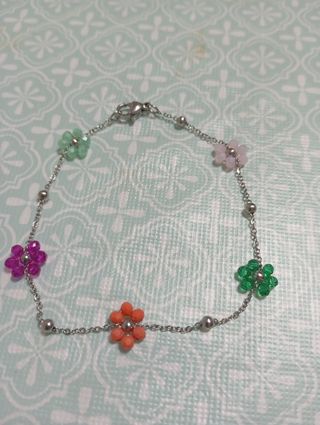 Pulsera flores acero multicolor
