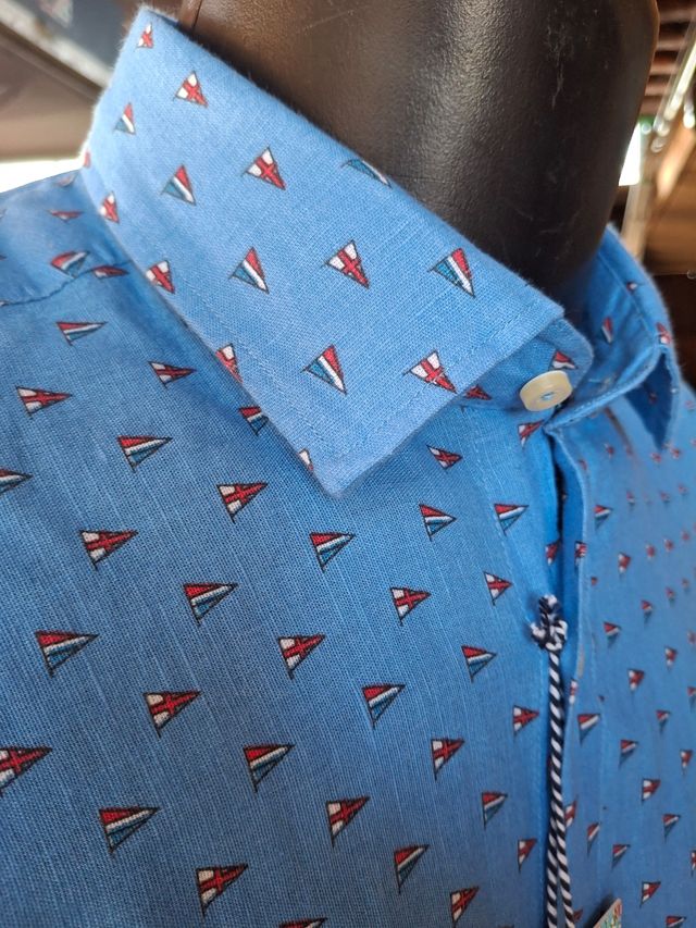 Camicia Bahamas Uomo - Blu a Fantasia nautica