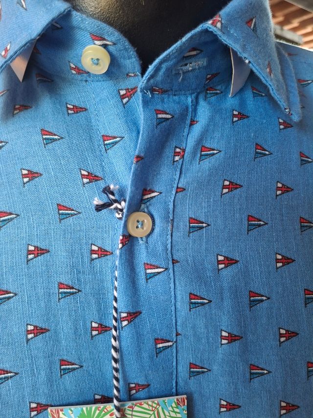 Camicia Bahamas Uomo - Blu a Fantasia nautica