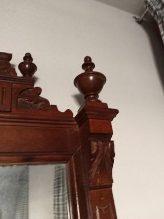 Espejo antiguo madera noble caoba tallada