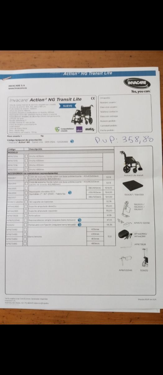 Silla de ruedas nueva