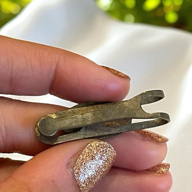 Ferma cravatta ottocentesco cane smaltato