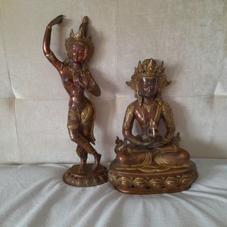 2 statue buddiste in bronzo/rame