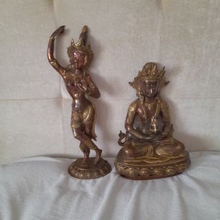 2 statue buddiste in bronzo/rame