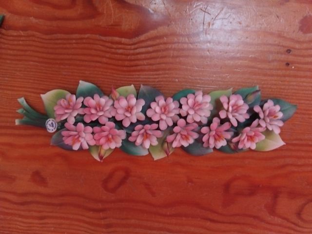 Composizione Ceramica Fiori Rosa