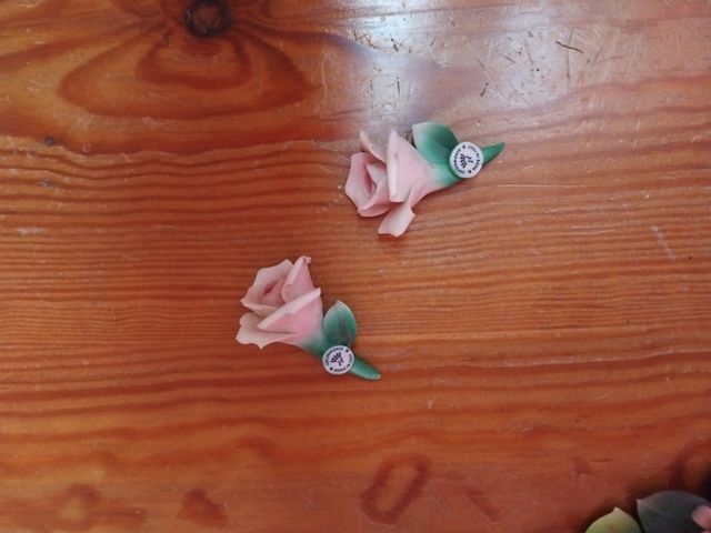 Composizione Ceramica Fiori Rosa