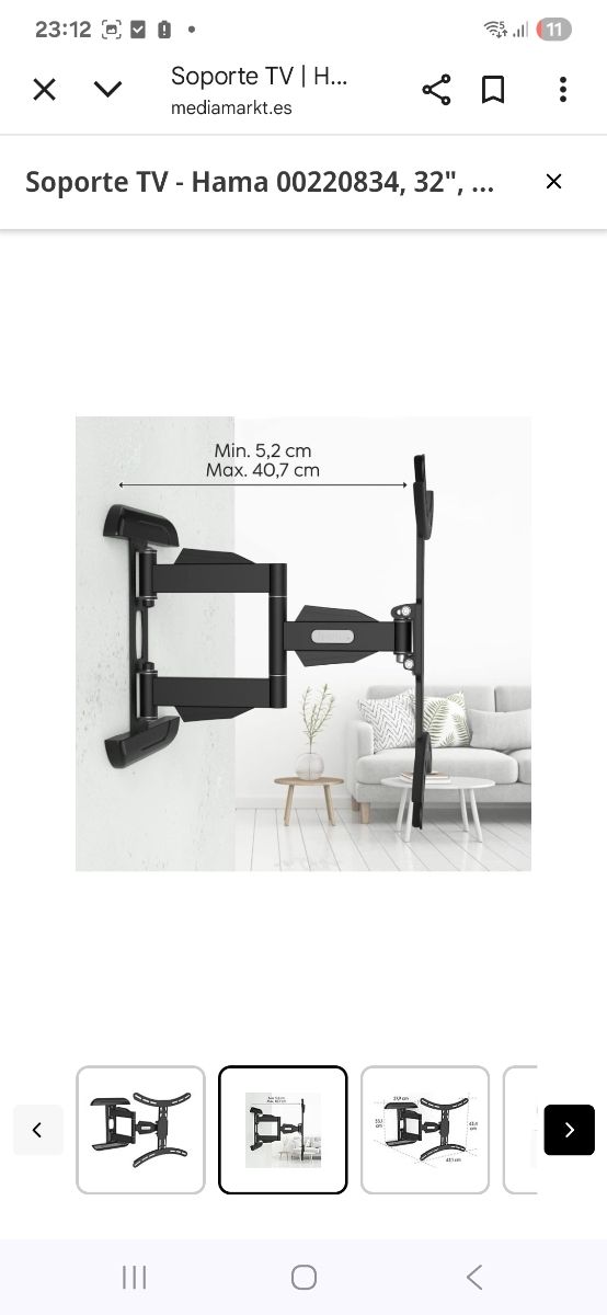 Soporte TV articulado HAMA Completo Mod.00118619