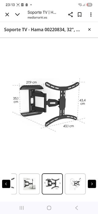 Soporte TV articulado HAMA Completo Mod.00118619