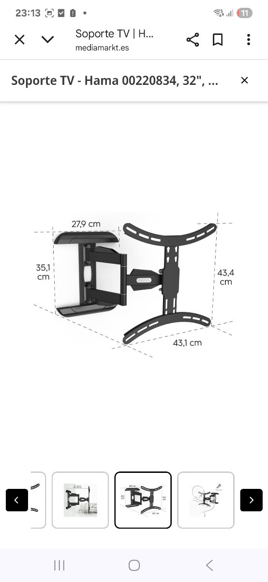 Soporte TV articulado HAMA Completo Mod.00118619