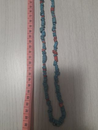 Collana lunga turchese e rossa