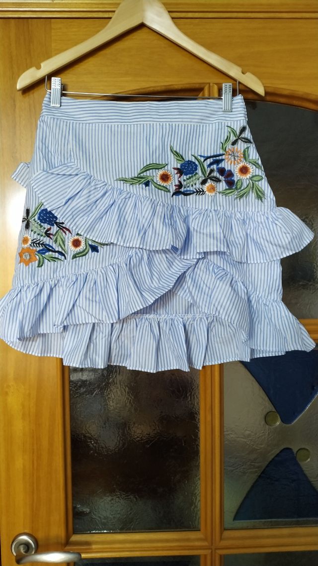 Falda azul rayas - Talla L