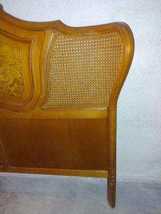 Cabecero cama 135cm - mimbre y madera
